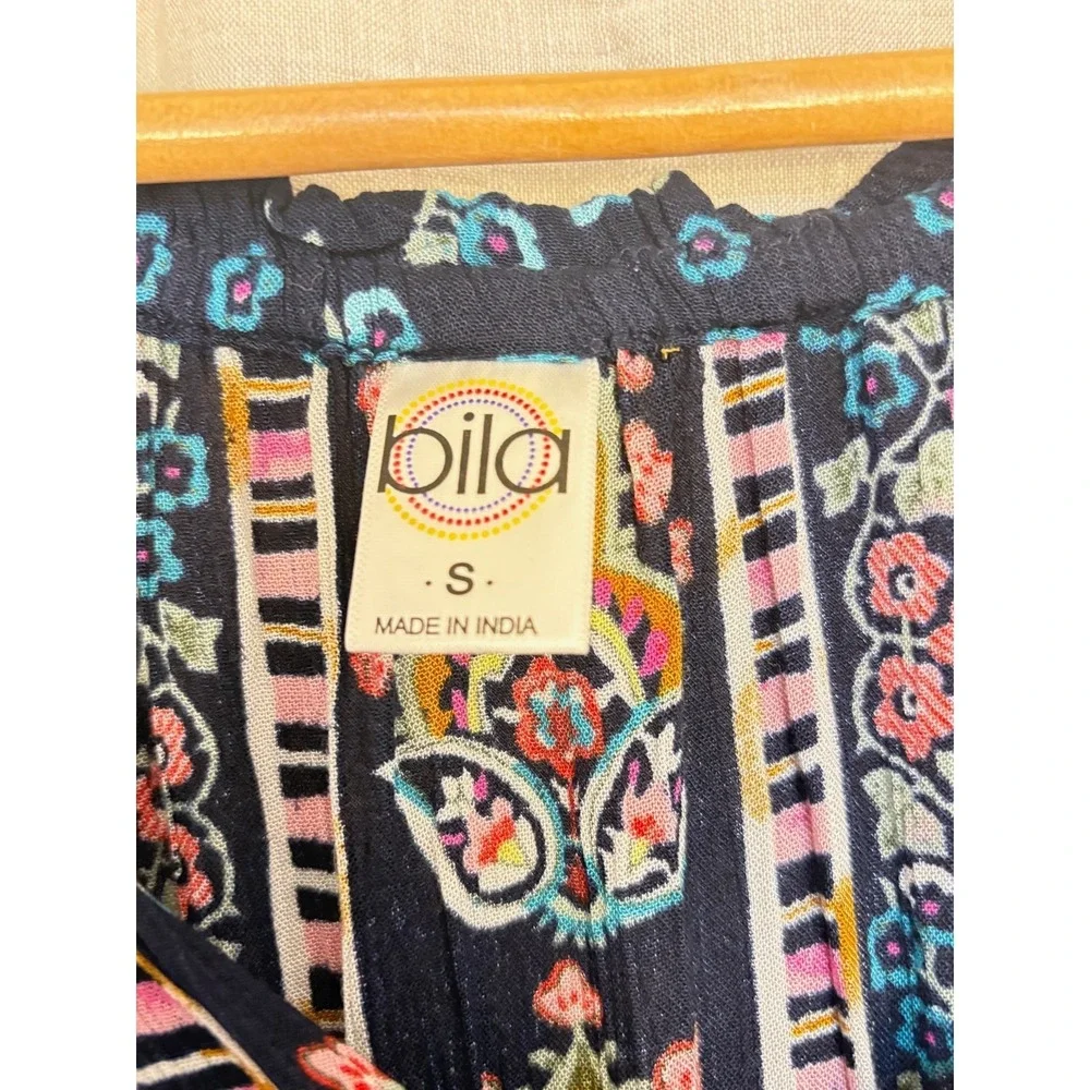 Bila Boho Dress Small Floral Paisley Rayon Smocked‎ Waist Sleeveless